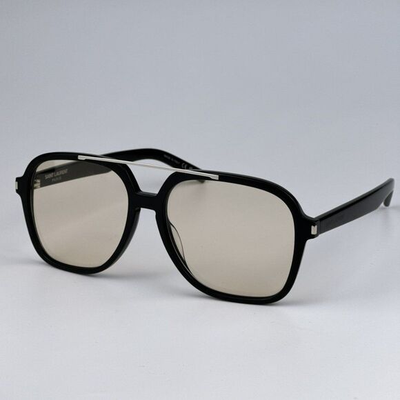 NEW Saint Laurent SL545 001 Black Light Yellow Pilot Unisex Sunglasses - Picture 10 of 15